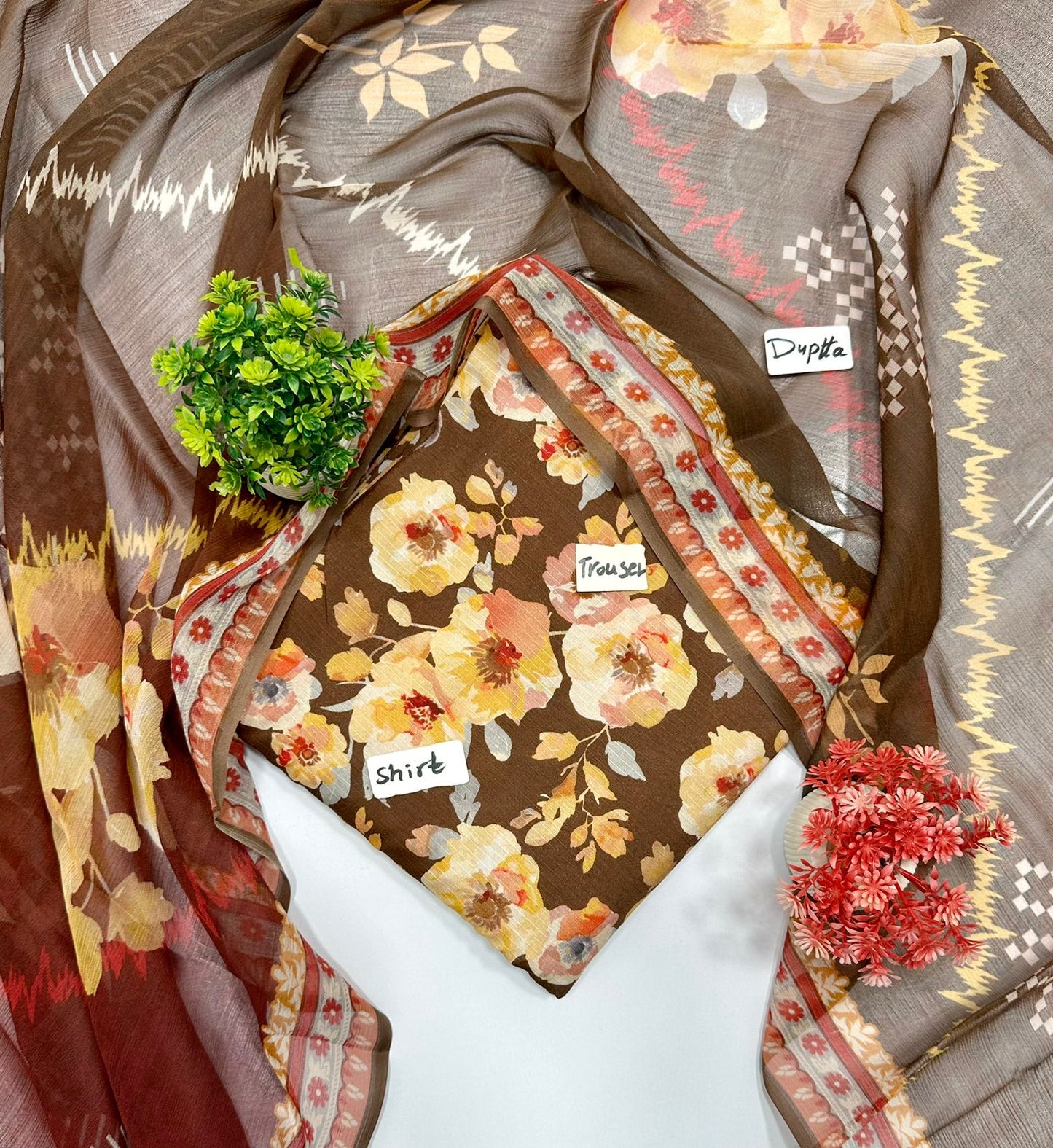 Bana Dora Bamber Dupatta All Over Linen 5 Suits A