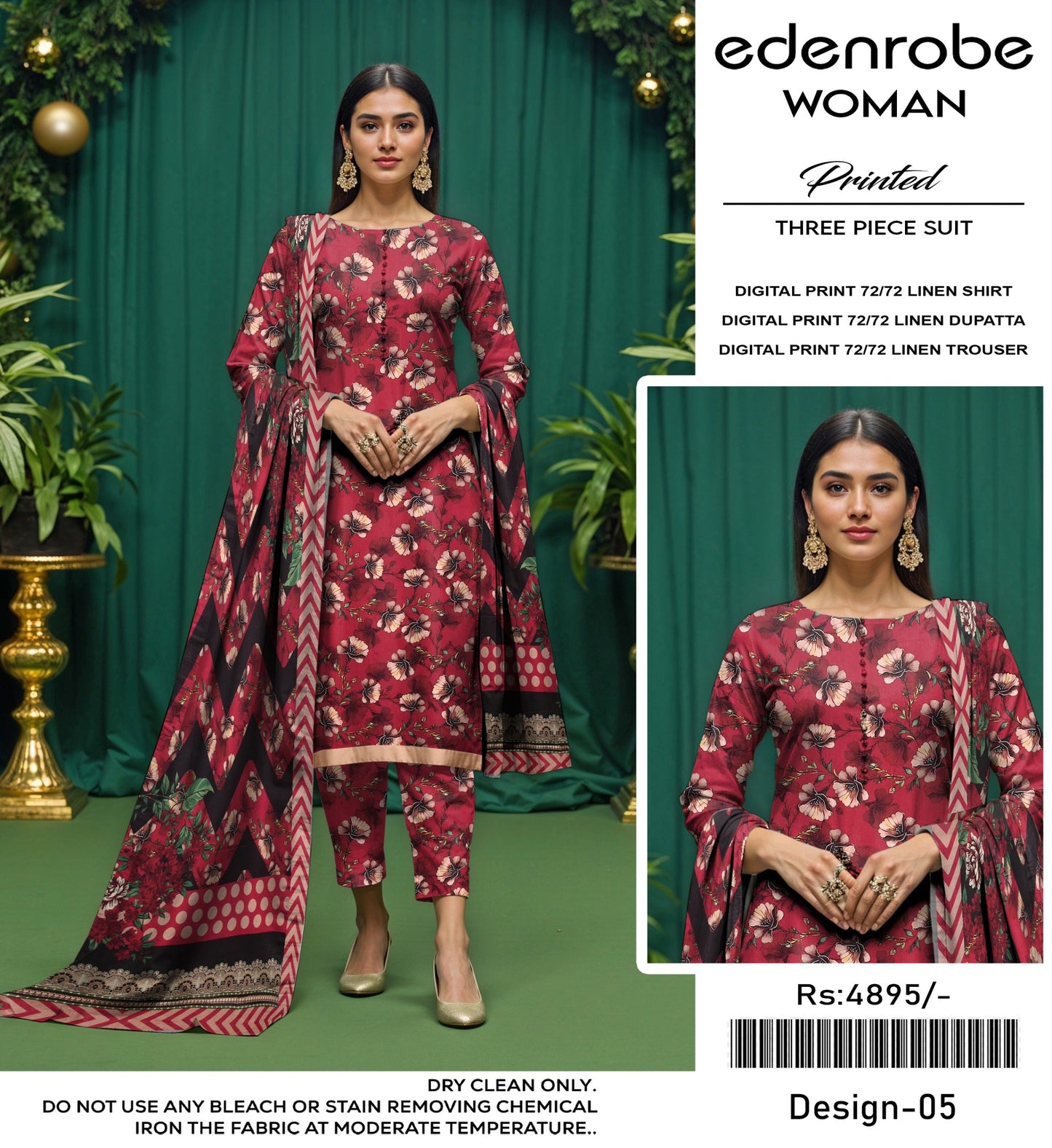 EDENROBE DIGITAL PRINT 72/72 LINEN SUITS 6 B