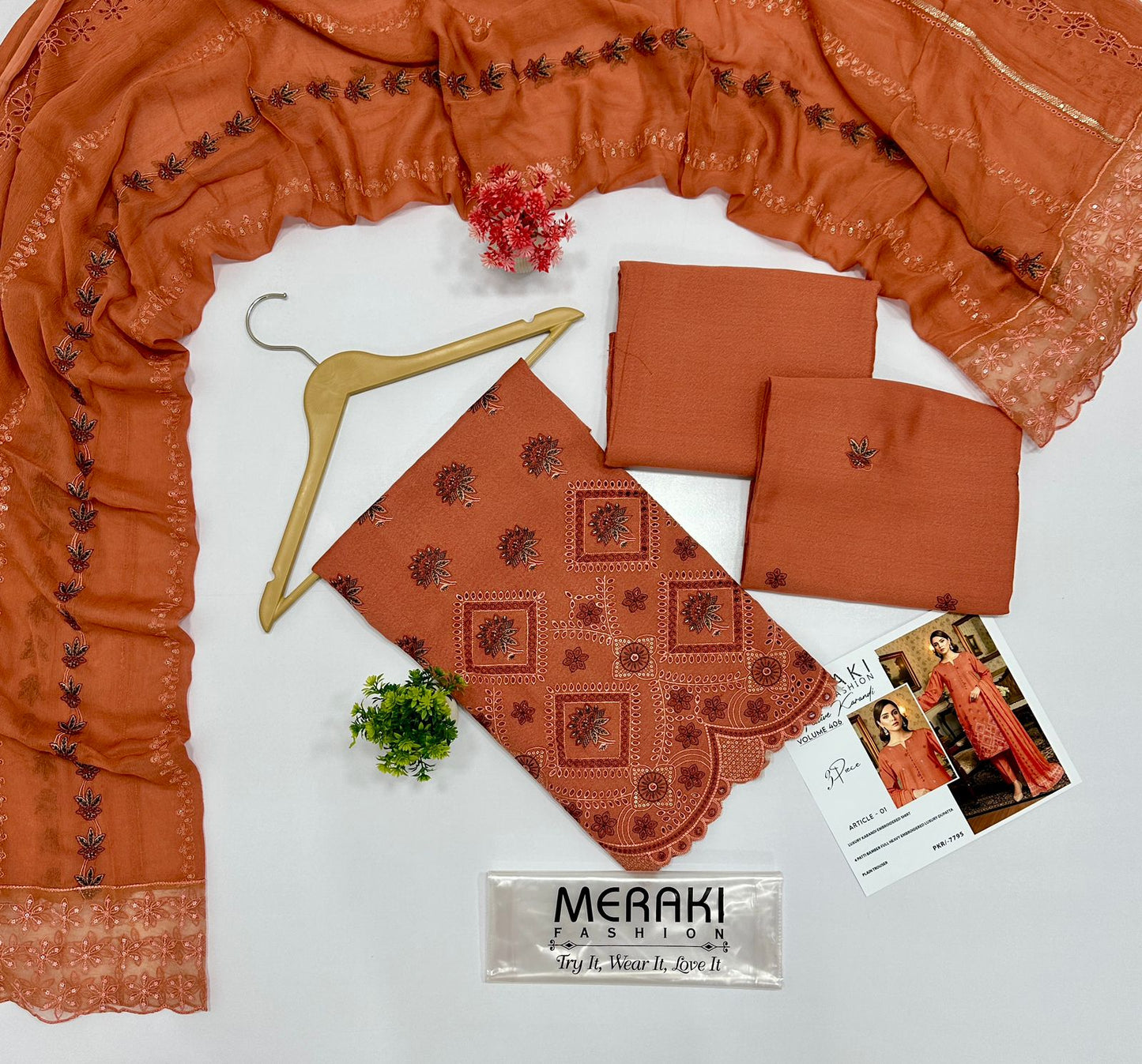 LUXURY EMBROIDERED MERAKI FASHION VOL 406 STAPAL KARANDI 4 SUITS B