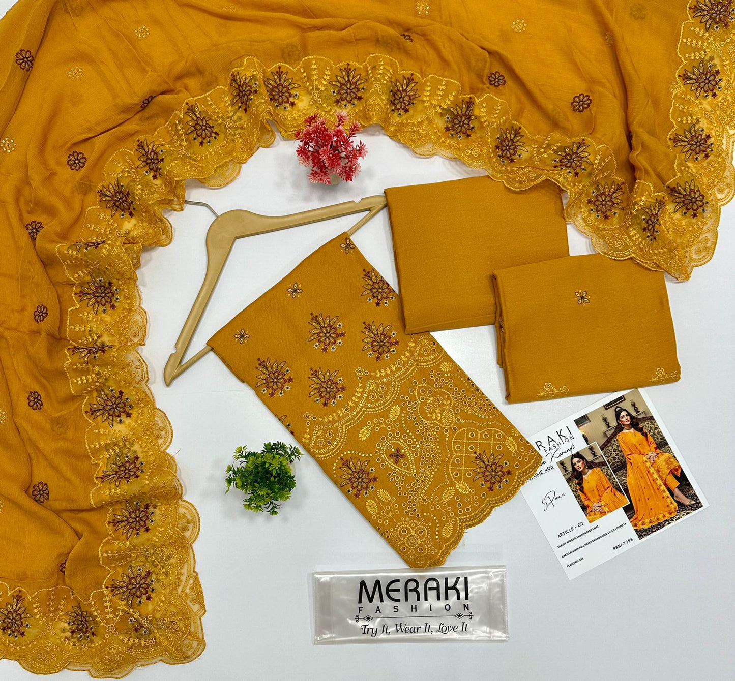 LUXURY EMBROIDERED MERAKI FASHION VOL 406 STAPAL KARANDI 4 SUITS A