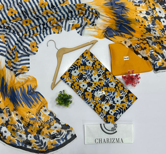 Charizma C Print Bana Dora 3Pc Viscose (10 Suits)