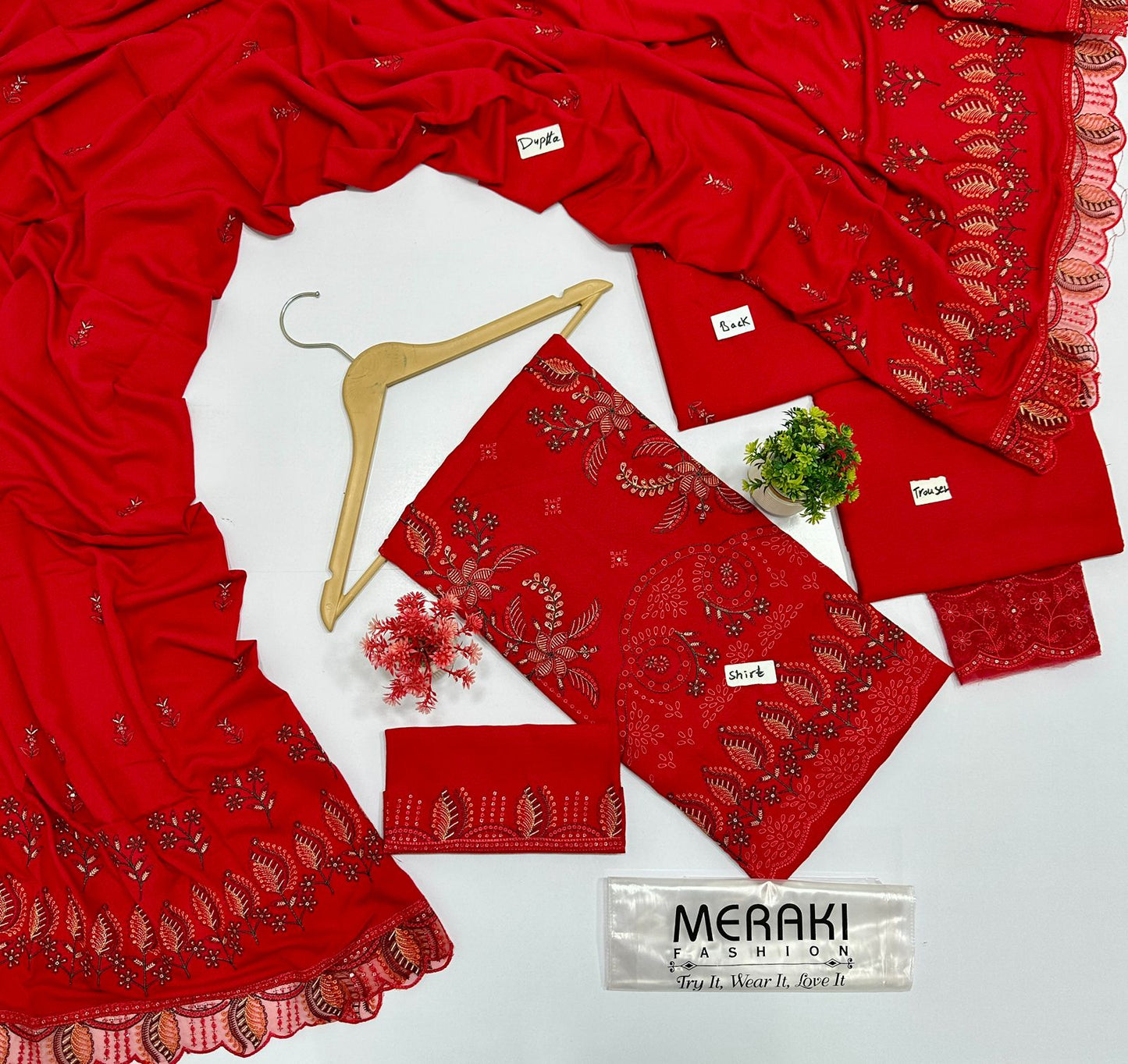 Tahzeeb By Meraki Fashion Vol 412 Luxury Embroidery 3 Pc Karandi (5 Suits ) A