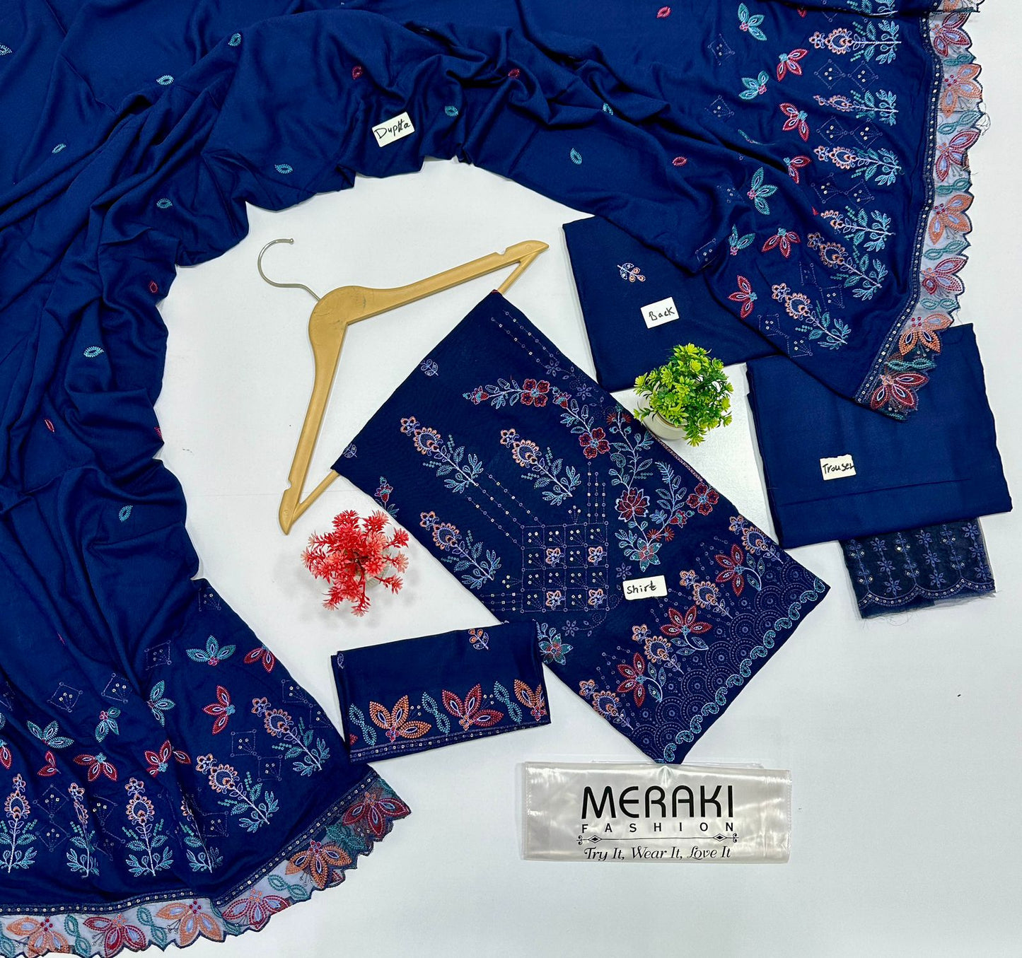 Tahzeeb By Meraki Fashion Vol 412 Luxury Embroidery 3 Pc Karandi (5 Suits ) B