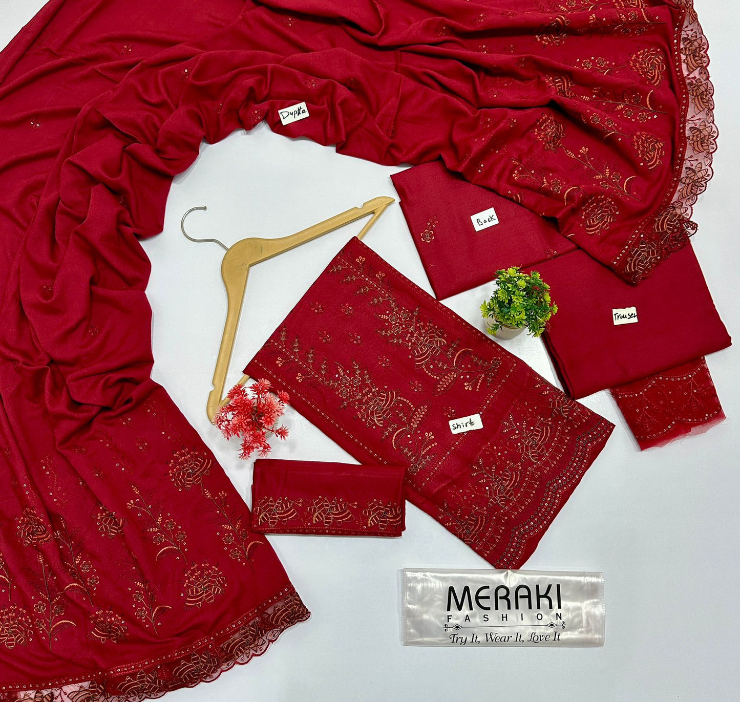 Tahzeeb By Meraki Fashion Vol 412 Luxury Embroidery 3 Pc Karandi (5 Suits ) B