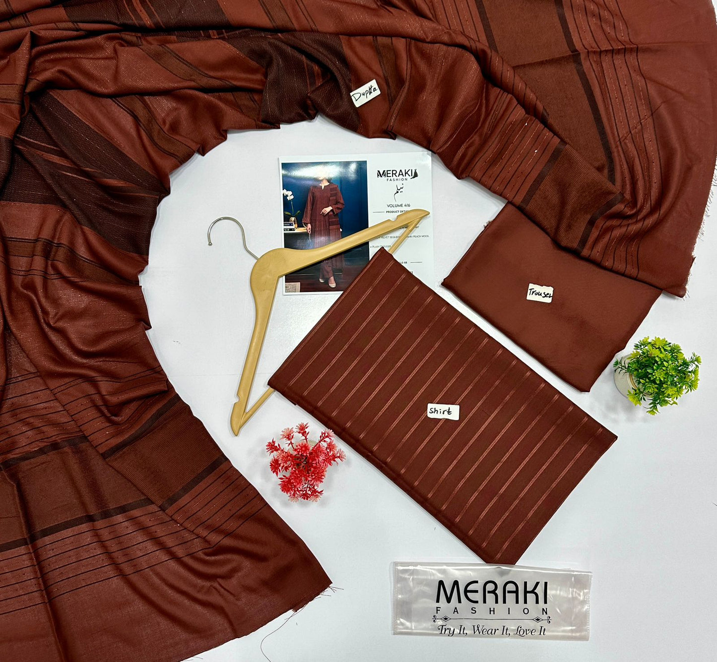 Meraki Fashion Vol 416 Peach Wool 4 Suits B