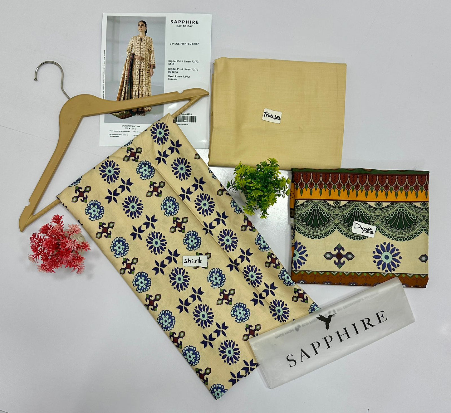 Sapphire Digital Printed 72/72 3Pc Linen (9 Suits)