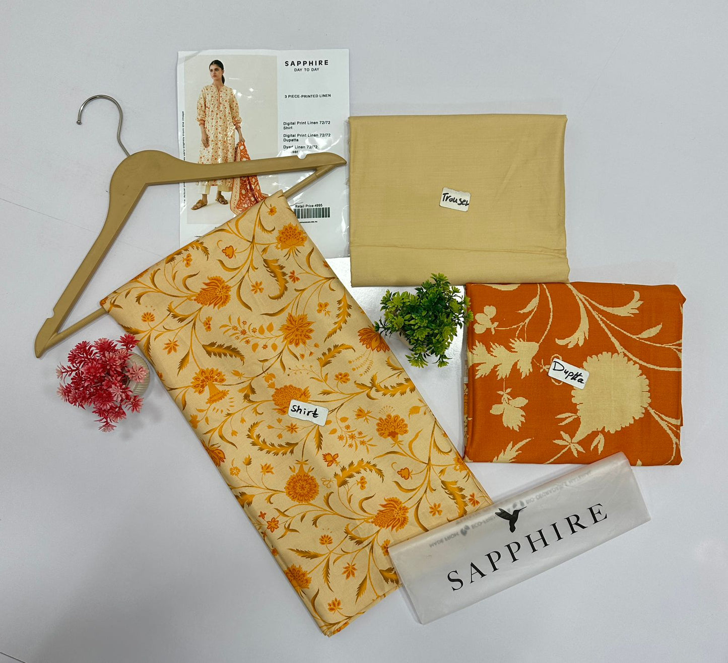 Sapphire Digital Printed 72/72 3Pc Linen (5 Suits)A