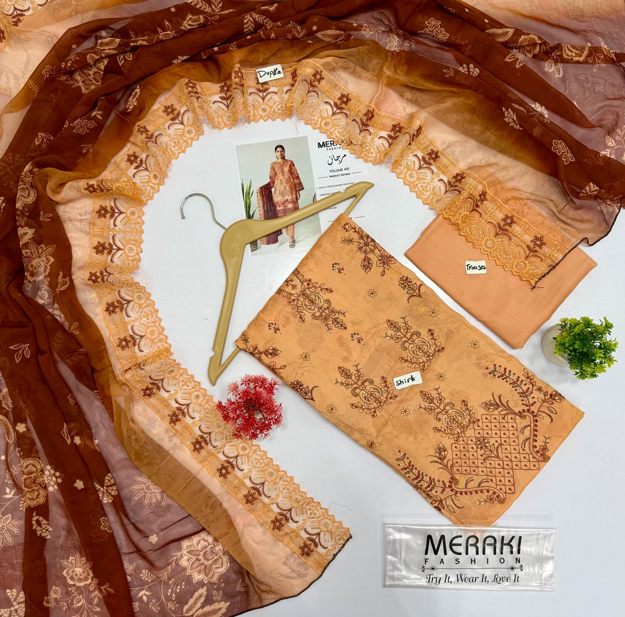 Meraki Fashion Vol 415 مرجان Digital Printed Viscose ( 10 Suits)