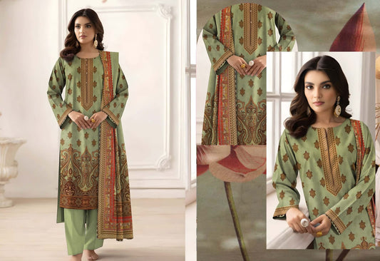 ORIGINAL BRAND BINNOOR FAB DIGITAL GOLD SHAMRAY(5 Suits)B