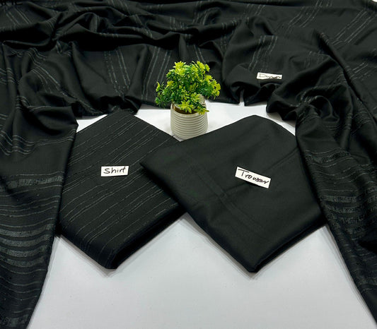 Peach Wool Valvet Strips Chamki Shawl ( 8 Suits)