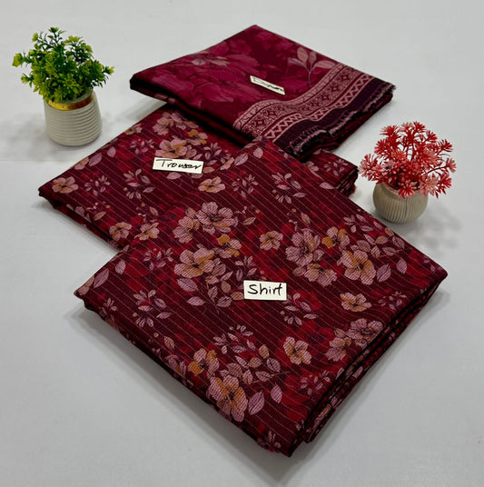 Original Brand Bin Saleen Chamki Peace Peach Dhanak 3Pc ( 10 Suits)