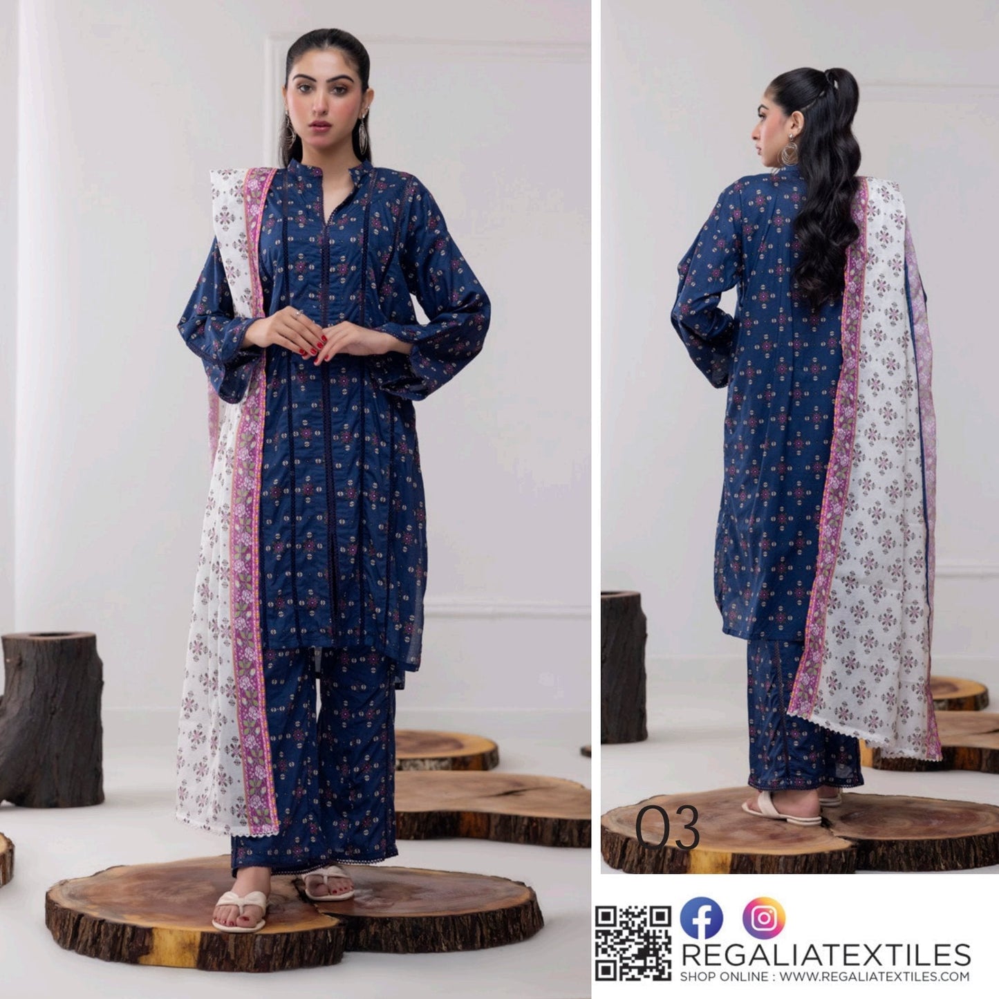 Identic Regalia All Over 3 Piece Digital Lawn ( Set -Pack of 5 Suits ) Category B Market Boy