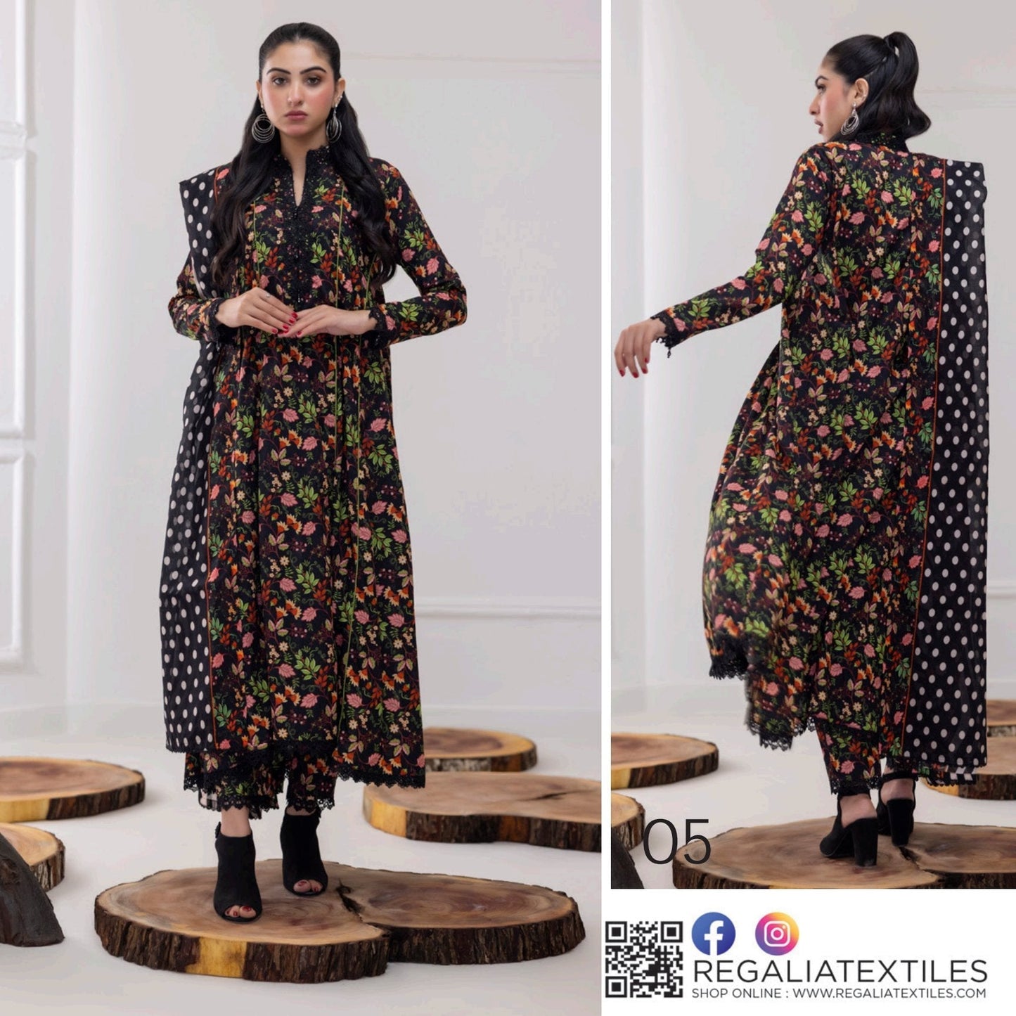 Identic Regalia All Over 3 Piece Digital Lawn ( Set -Pack of 5 Suits ) Category A Market Boy