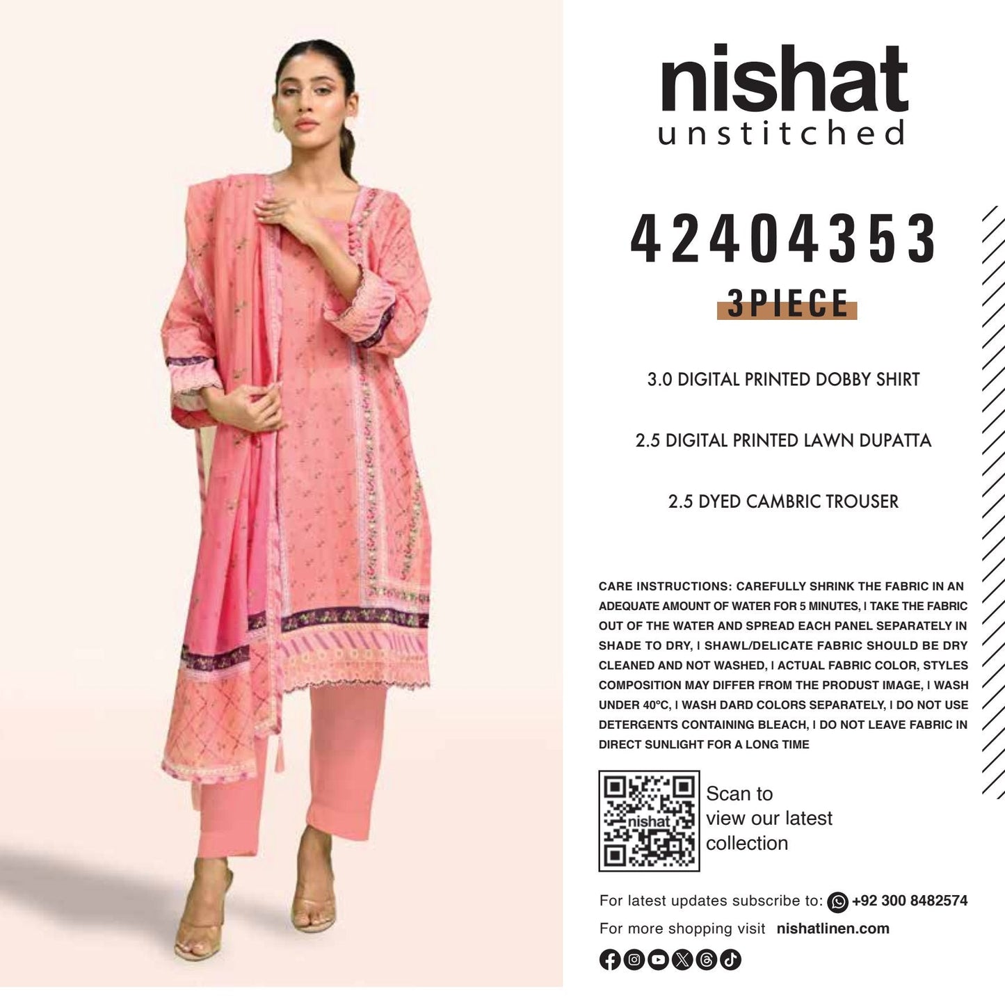 Nishat Digital Printed Lawn 3-PC (Set -Pack Of 4 Suits ) Category A Market Boy