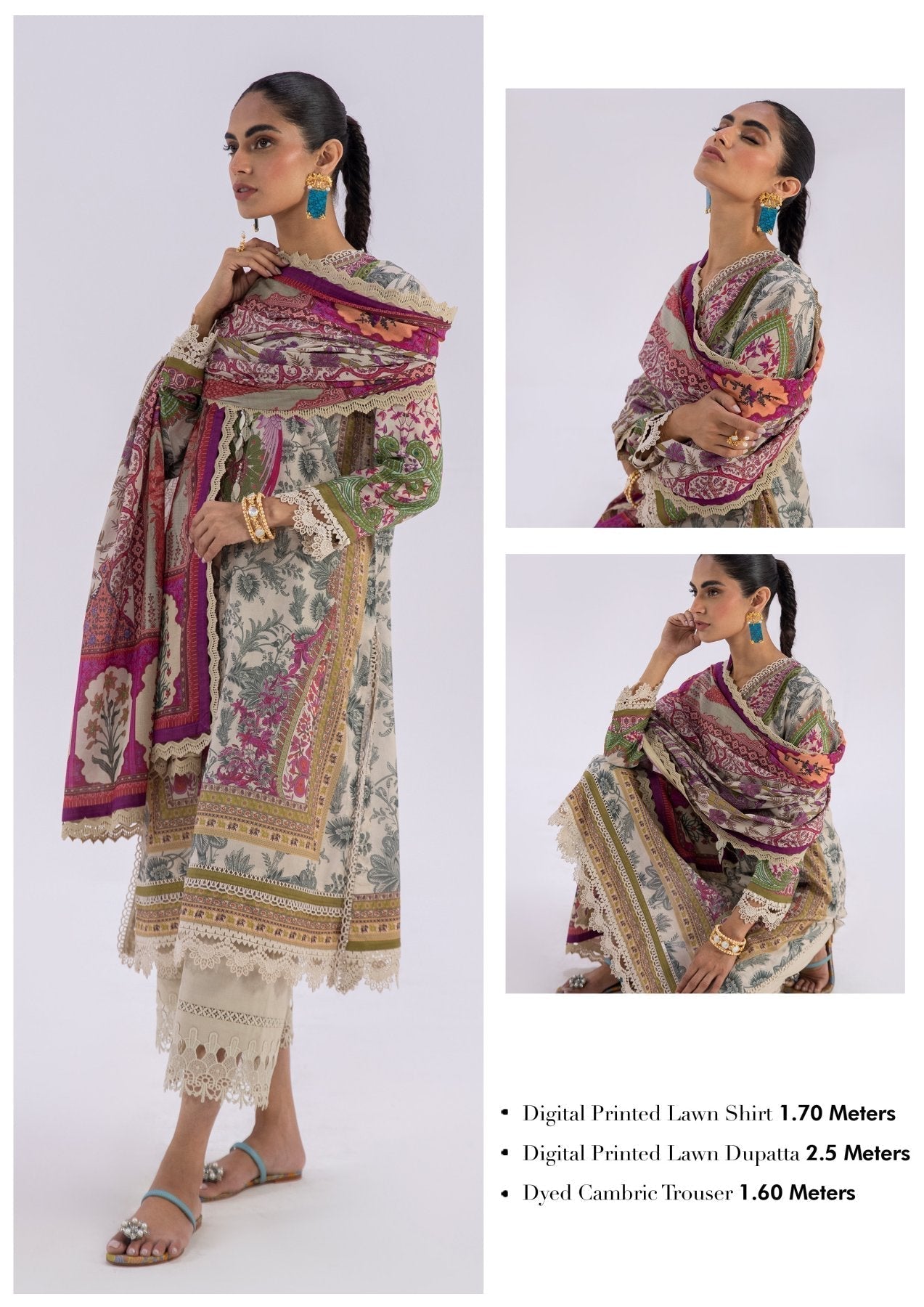 ORIGINAL SANA SAFINAZ 3-PC PRINTED LAWN (Set -Pack Of 5 Suits ) Category B Market Boy