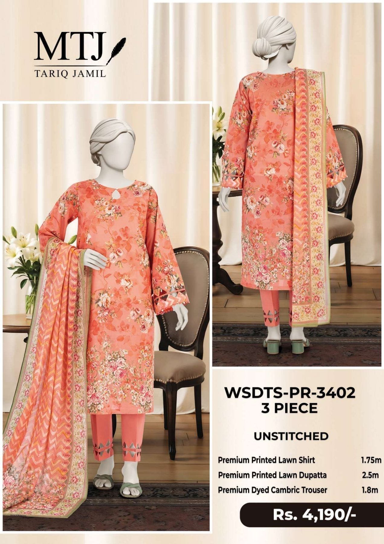 M T J PRINTED LAWN 4-VOL 5 Suits Category B Market Boy