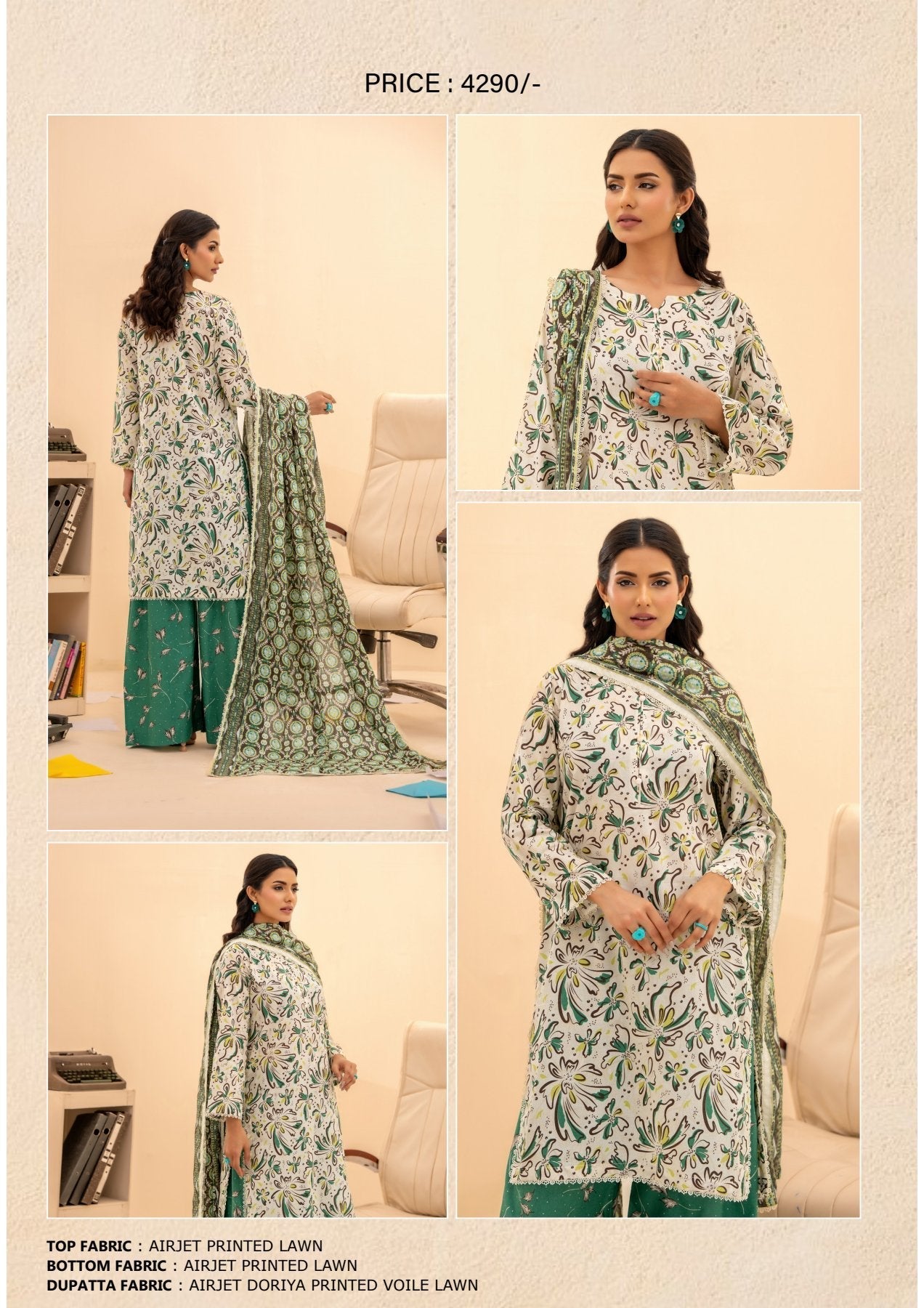 ZESH COCO PRINTS DROP LAWN 15 SUITS