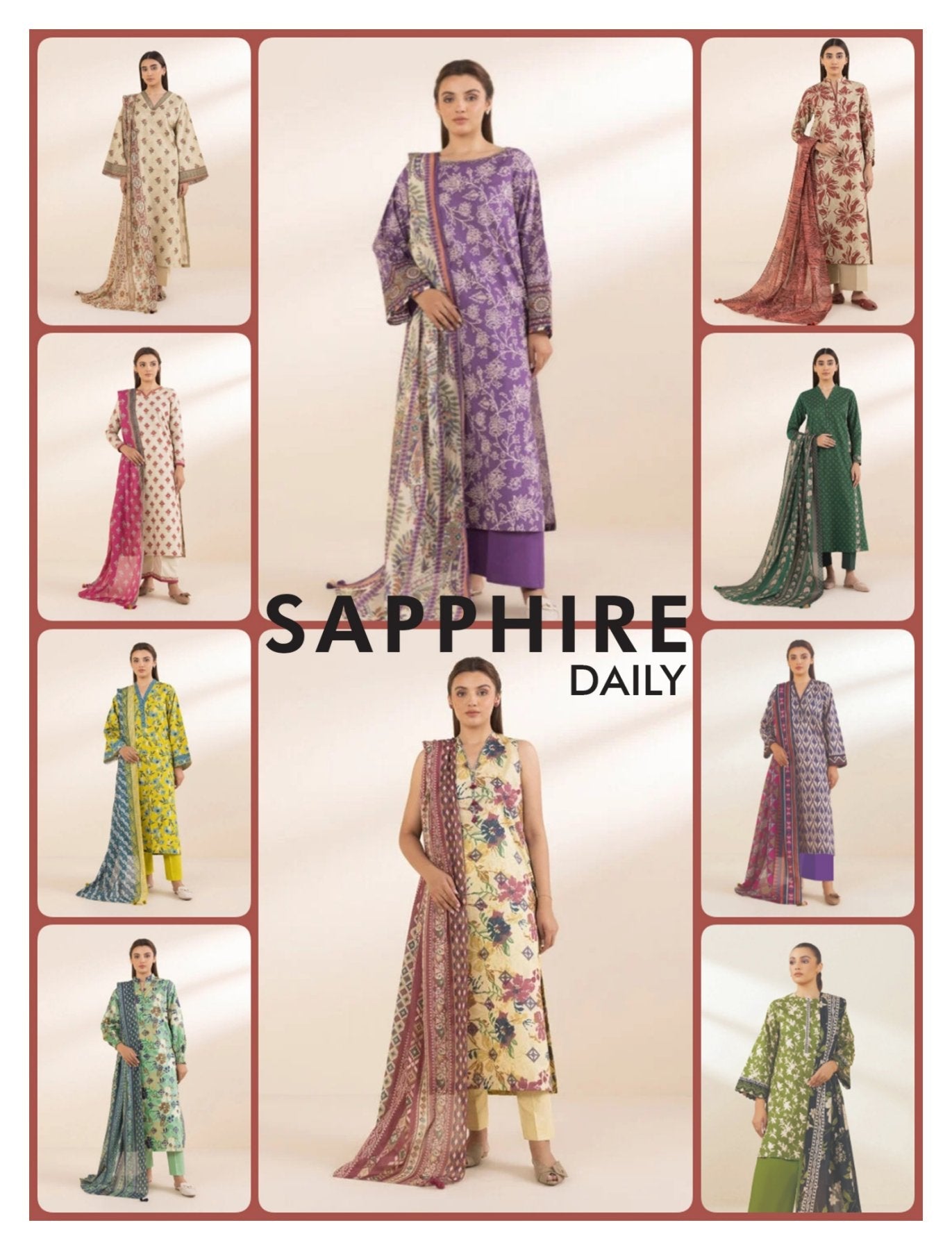 Sapphire 3-PC Vol-2 Printed Lawn 10 Suits Market Boy