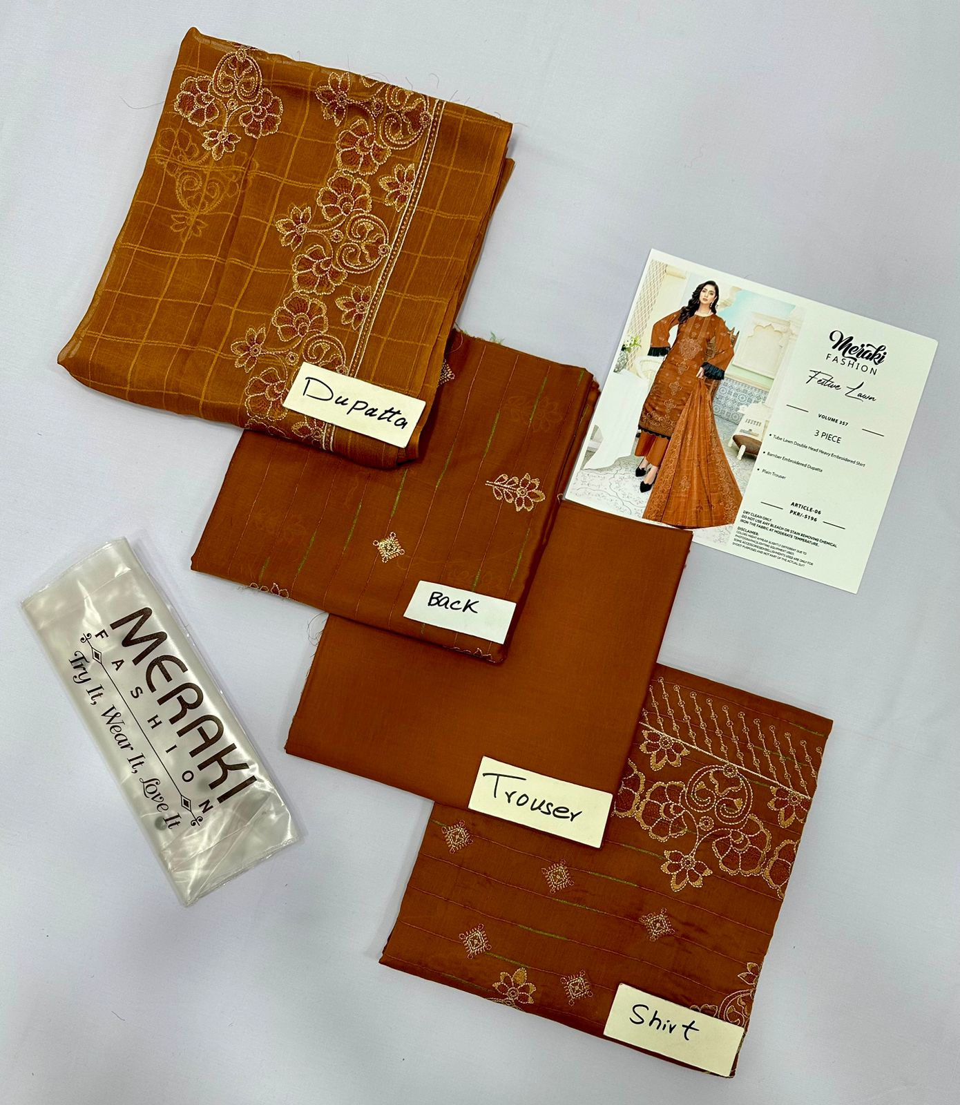 EMBROIDERY LAWN VOL 357 BAMBER DUPATTA(Set-Pack Of 4 Suits ) Category B Market Boy