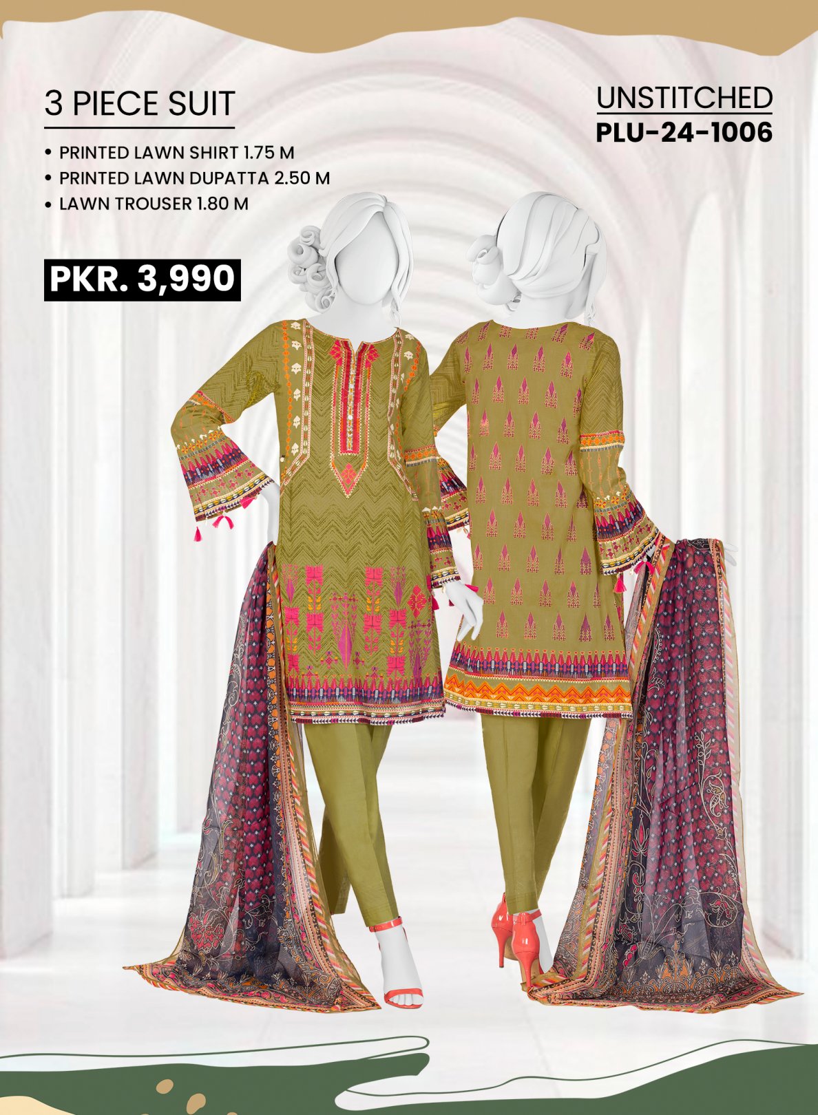 Panjnad J Printed Lawn 3-PC (Set -Pack Of 5 Suits ) Category B Market Boy