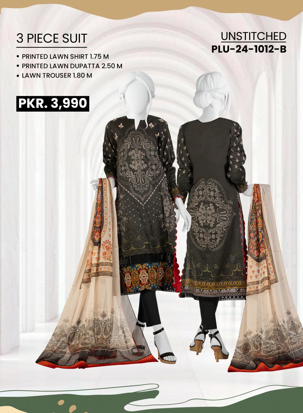 Panjnad J Printed Lawn 3-PC (Set -Pack Of 5 Suits ) Category B Market Boy
