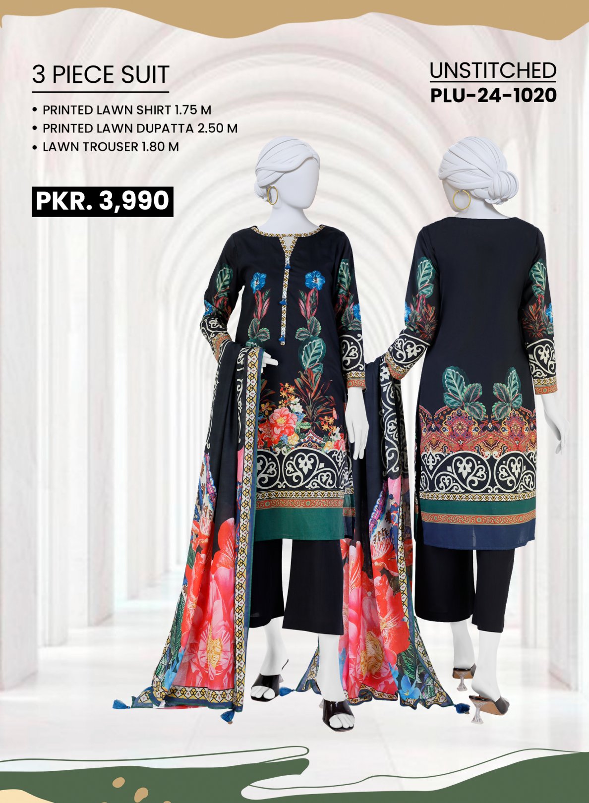 Panjnad J Printed Lawn 3-PC (Set -Pack Of 5 Suits ) Category B Market Boy