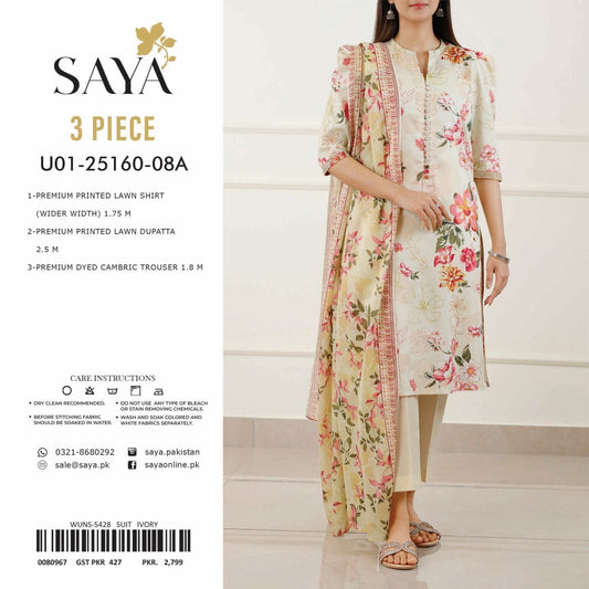 ORIGINAL SAYA BRAND VOL-4 P PRINTED LAWN (Set -Pack Of 5 Suits ) Category A Market Boy