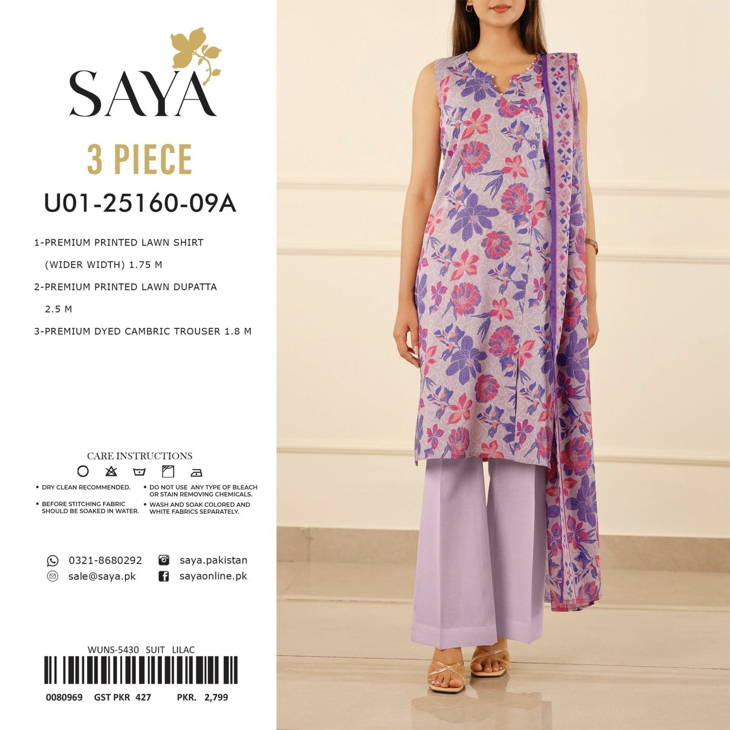 ORIGINAL SAYA BRAND VOL-4 P PRINTED LAWN (Set -Pack Of 5 Suits ) Category A Market Boy