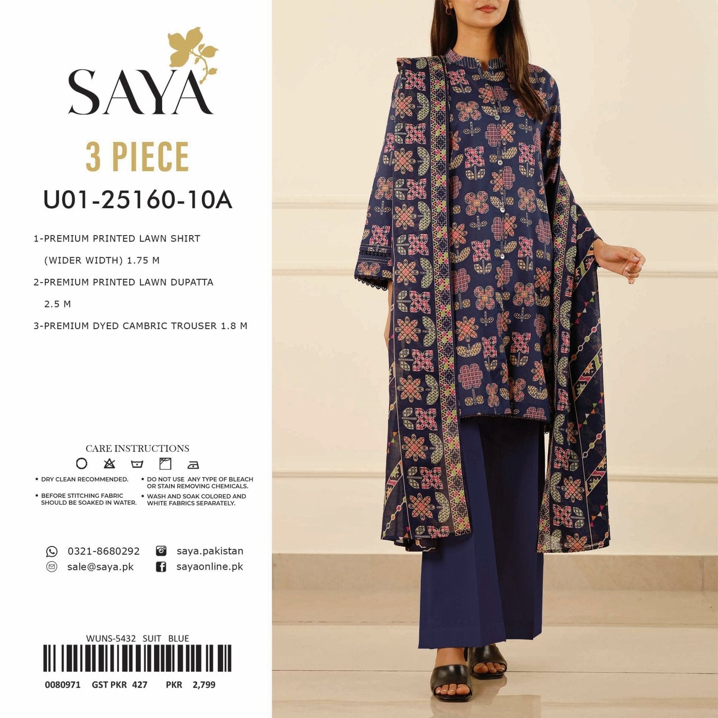 ORIGINAL SAYA BRAND VOL-4 P PRINTED LAWN (Set -Pack Of 5 Suits ) Category A Market Boy