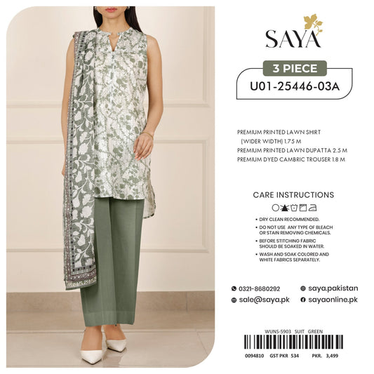 ORIGINAL BRAND SAYA 3 PIECE PRINTED LAWN 4 SUITS A