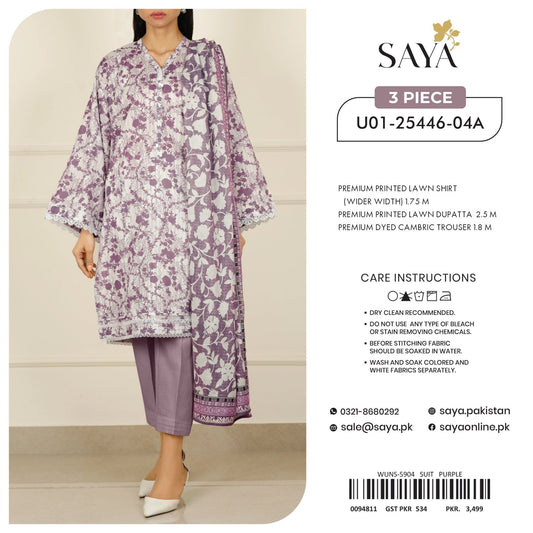 ORIGINAL BRAND SAYA 3 PIECE PRINTED LAWN 4 SUITS B