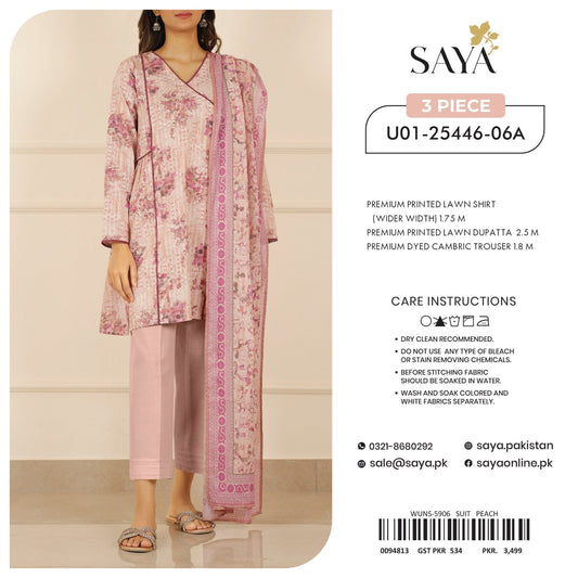 ORIGINAL BRAND SAYA 3 PIECE PRINTED LAWN 7 SUITS