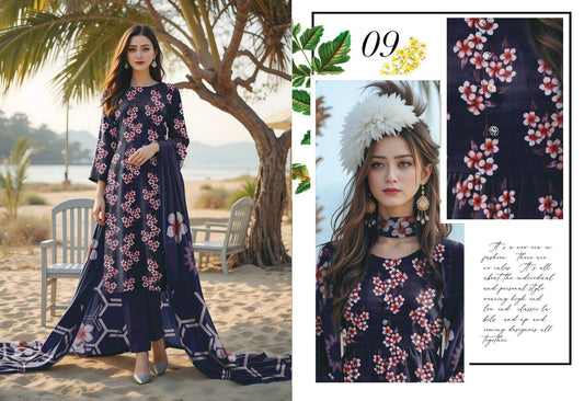 ORIGINAL BRAND BIN NOOR FAB ENGLISH BANA DORA 3PC LAWN 5 SUITS B