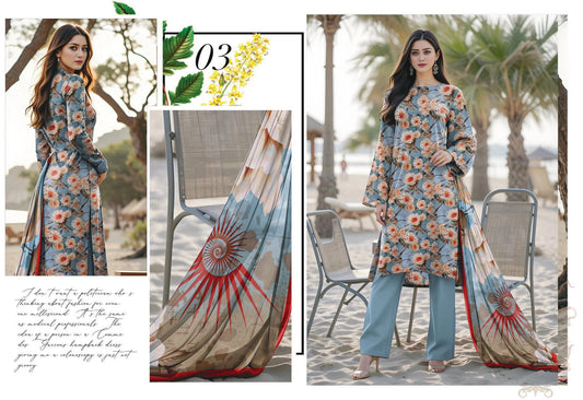 ORIGINAL BRAND BIN NOOR FAB ENGLISH BANA DORA 3PC LAWN 5 SUITS A