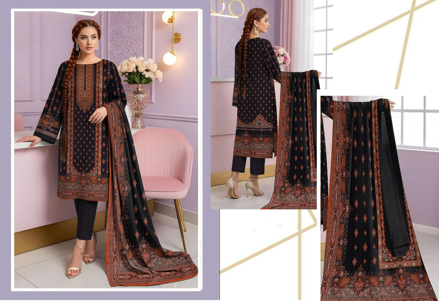 Bin Noor Fab 3 Pc Khadder ( 5 Suits)B