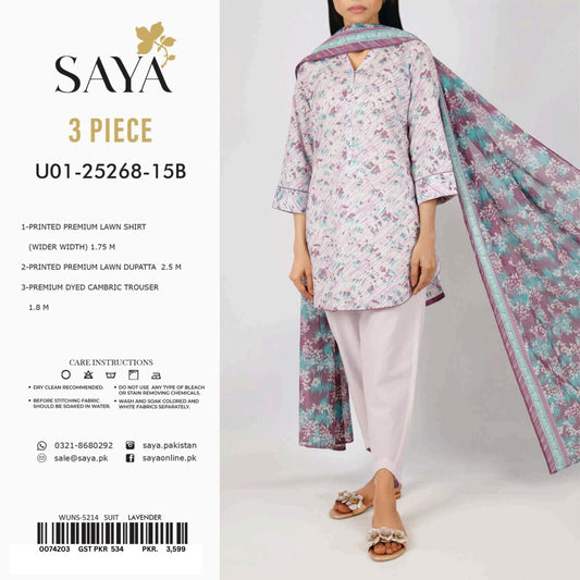 Saya Printed Lawn 3-PC (Set -Pack Of 5 Suits ) Category B Market Boy