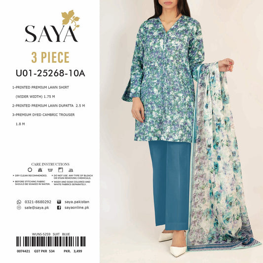 Saya Printed Lawn 3-PC English Design (Set -Pack Of 5 Suits )Category B Market Boy