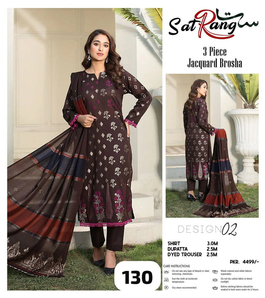 Sat Rang 3 Piece Jacquard Brosha Lawn  (Set -Pack of 12 Suits ) Market Boy