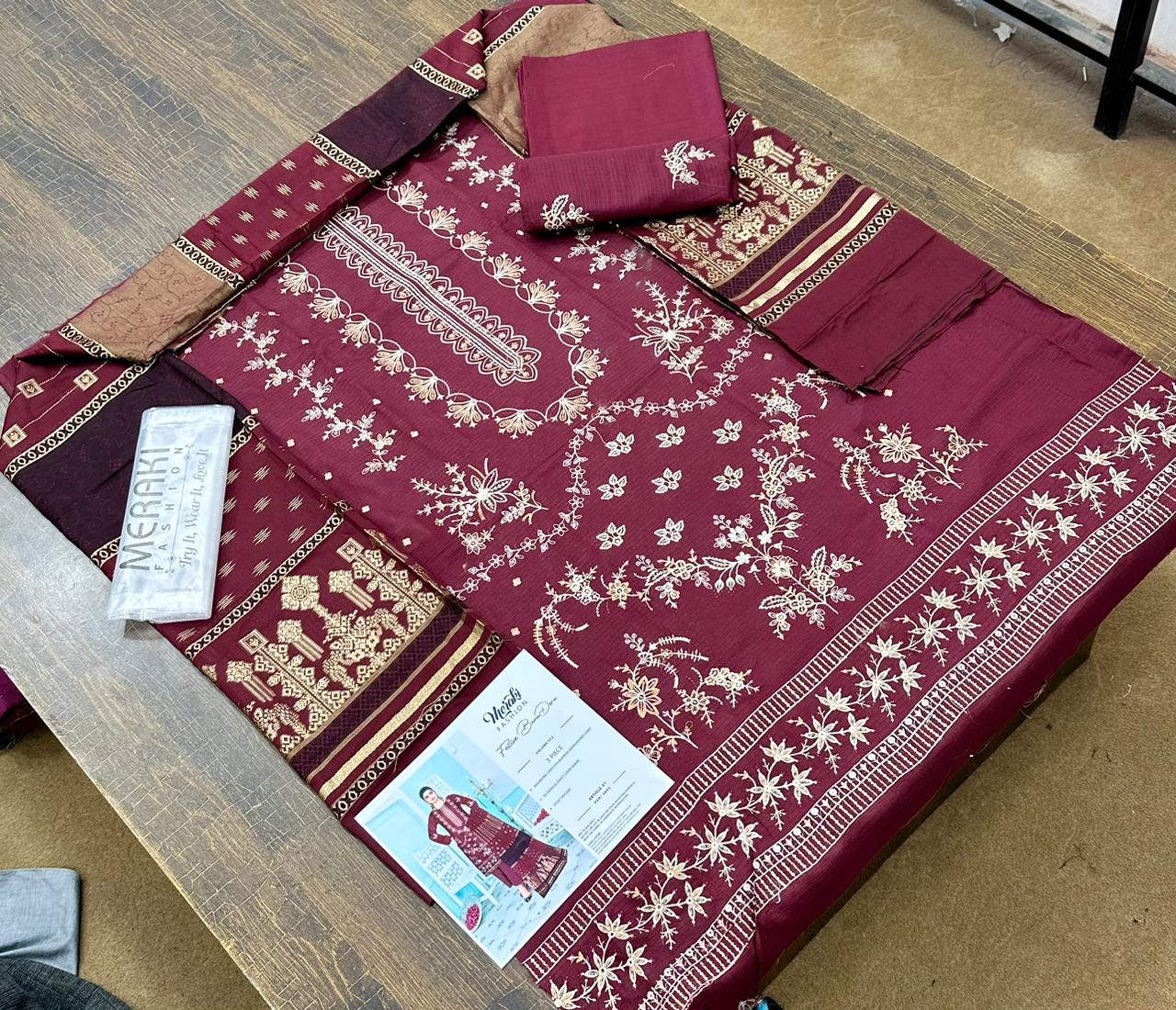 Meraki Fashion Vol 352 Embroidered Lawn Double Head Bana Dora (Set -Pack of 3 Suits) Category A Market Boy