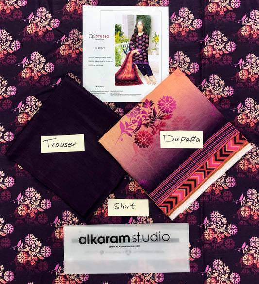 ALKARAM DIGITAL PRINTED LAWN ( Set -Pack of 5 Suits ) Category B Market Boy