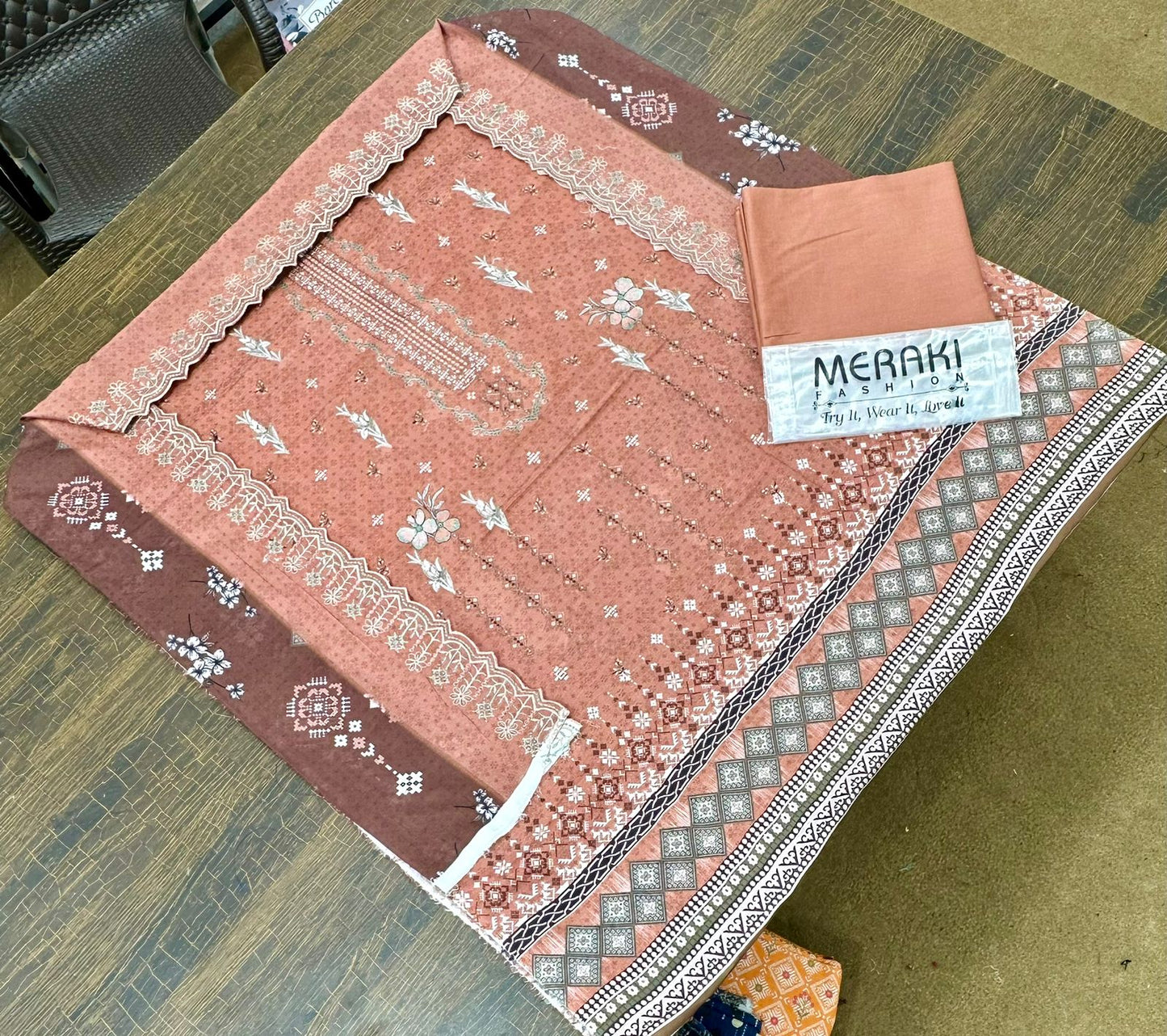 MERAKI FASHION VOL 355/CUT WORK SEQUENCE DUPATTA/BANA DURA DIGITAL PRINT (Set -Pack Of 10 Suits )Category B Market Boy