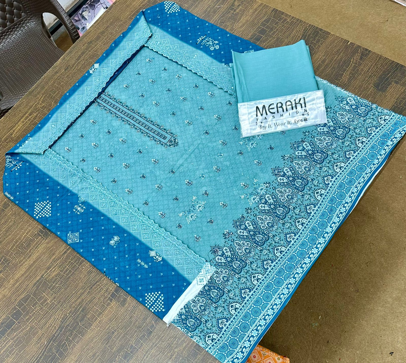 MERAKI FASHION VOL 355/CUT WORK SEQUENCE DUPATTA/BANA DURA DIGITAL PRINT (Set -Pack Of 10 Suits )Category B Market Boy