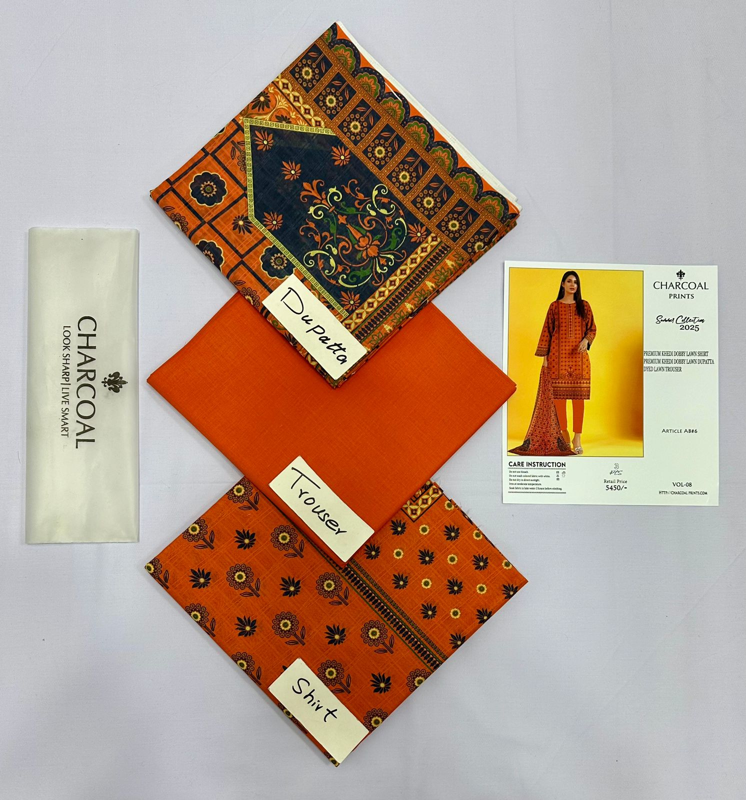 CHARCOAL PRINT DOBBY LAWN  (Set -Pack Of 5 Suits ) Category B Market Boy