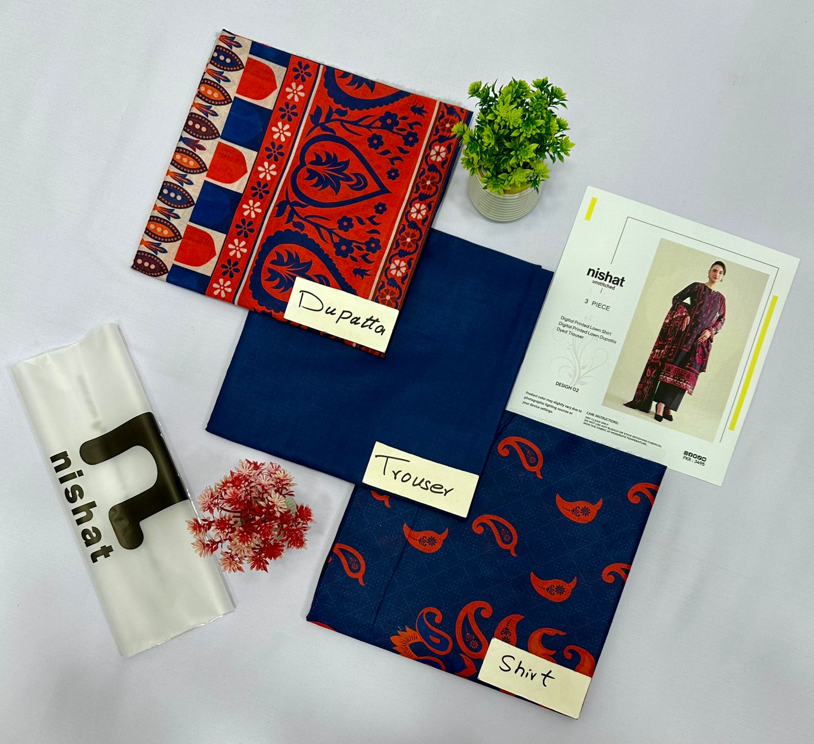 NISHAT & ETHNIC 3 PIECE LAWN (Set -Pack Of 5 Suits ) Market Boy