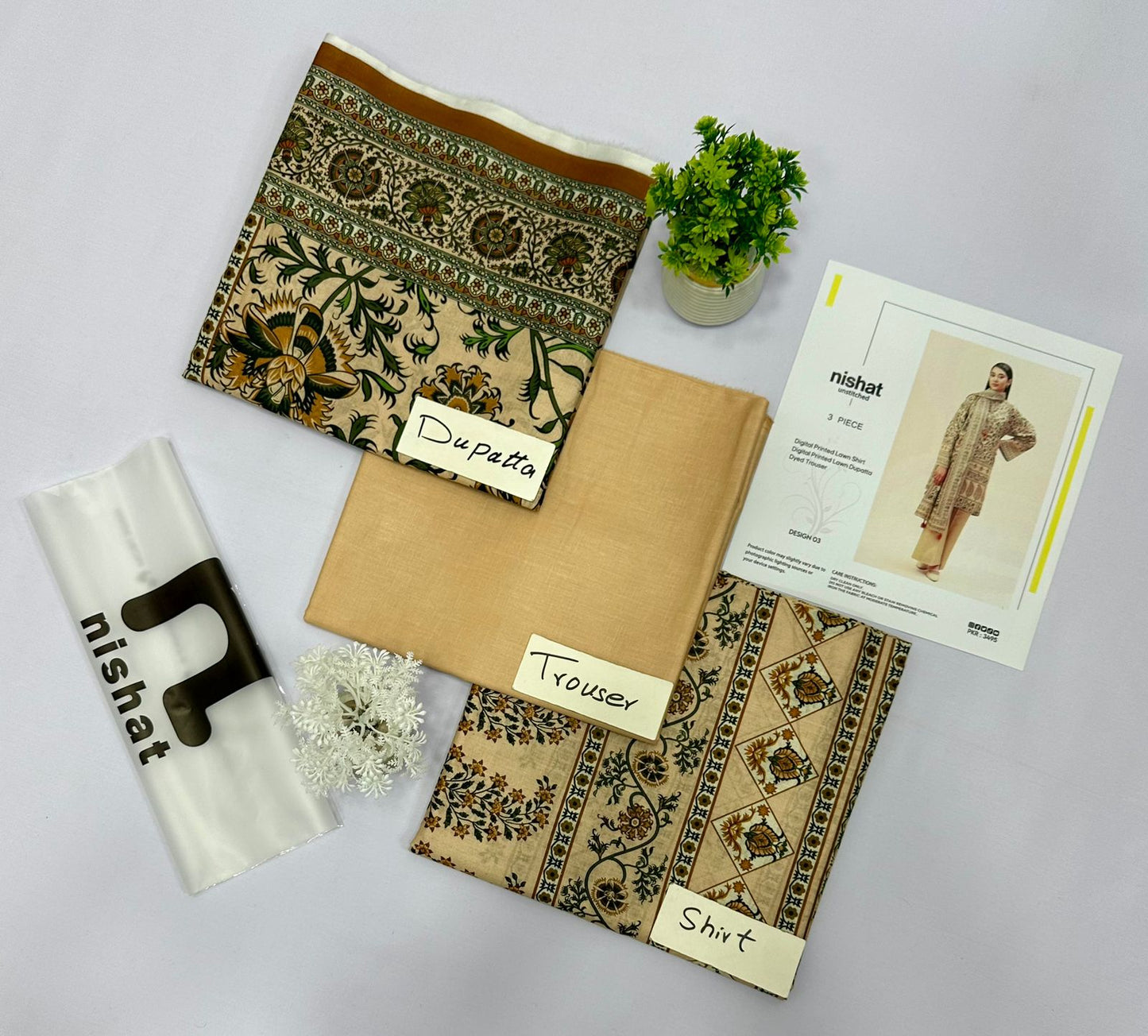 NISHAT DIGITAL PRINT LAWN 3 PIECE (Set -Pack Of 4 Suits ) Category A Market Boy