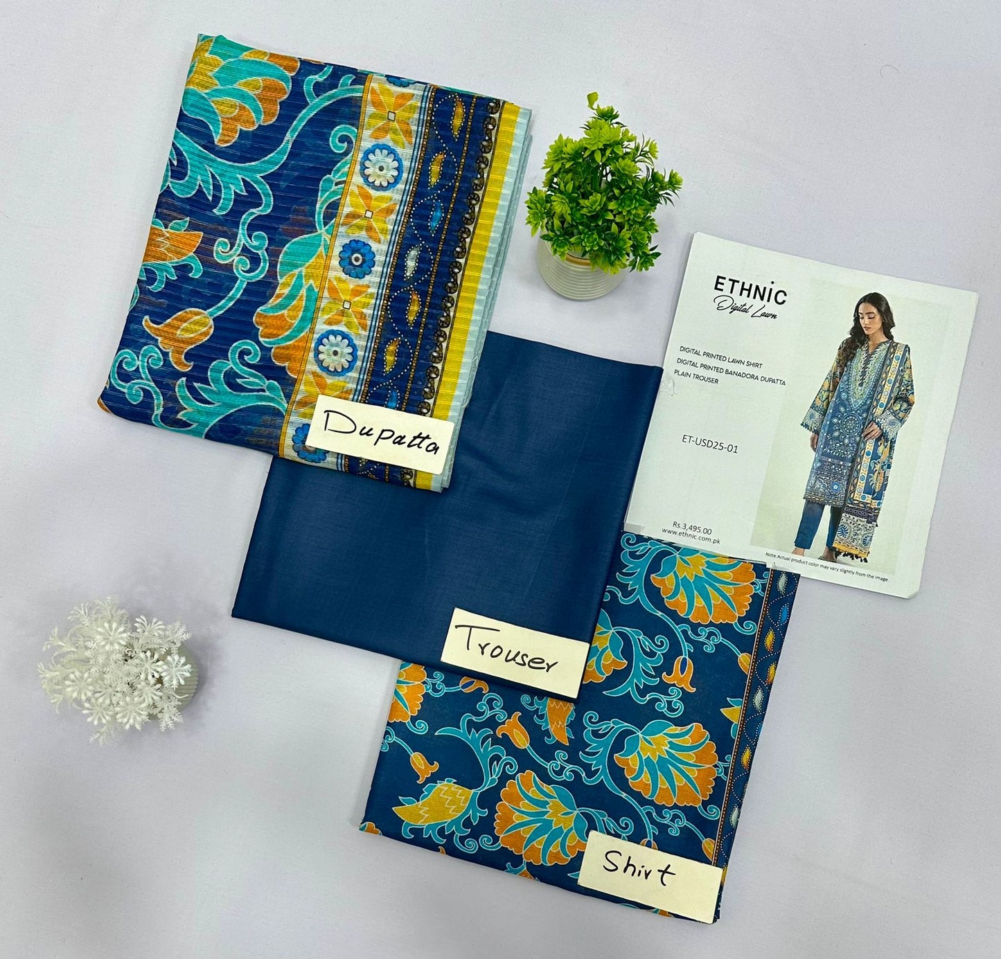 NISHAT & ETHNIC 3 PIECE LAWN (Set -Pack Of 5 Suits ) Market Boy