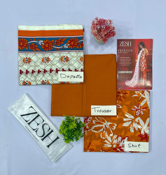 ZESH PRINTED LAWN          (Set -Pack of 12 Suits ) Market Boy