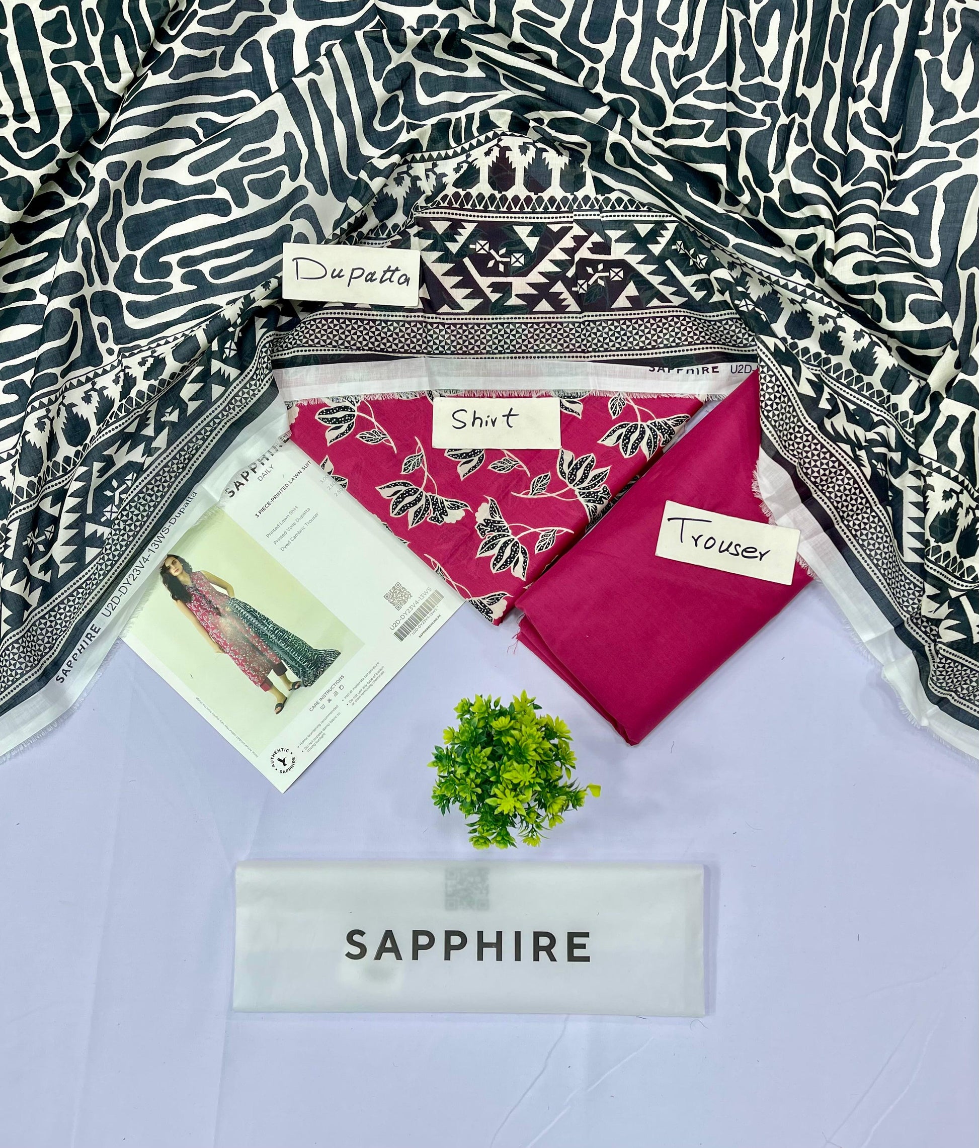 Sapphire 3 Piece Printed Lawn (Set -Pack Of 5 Suits )Category B Market Boy