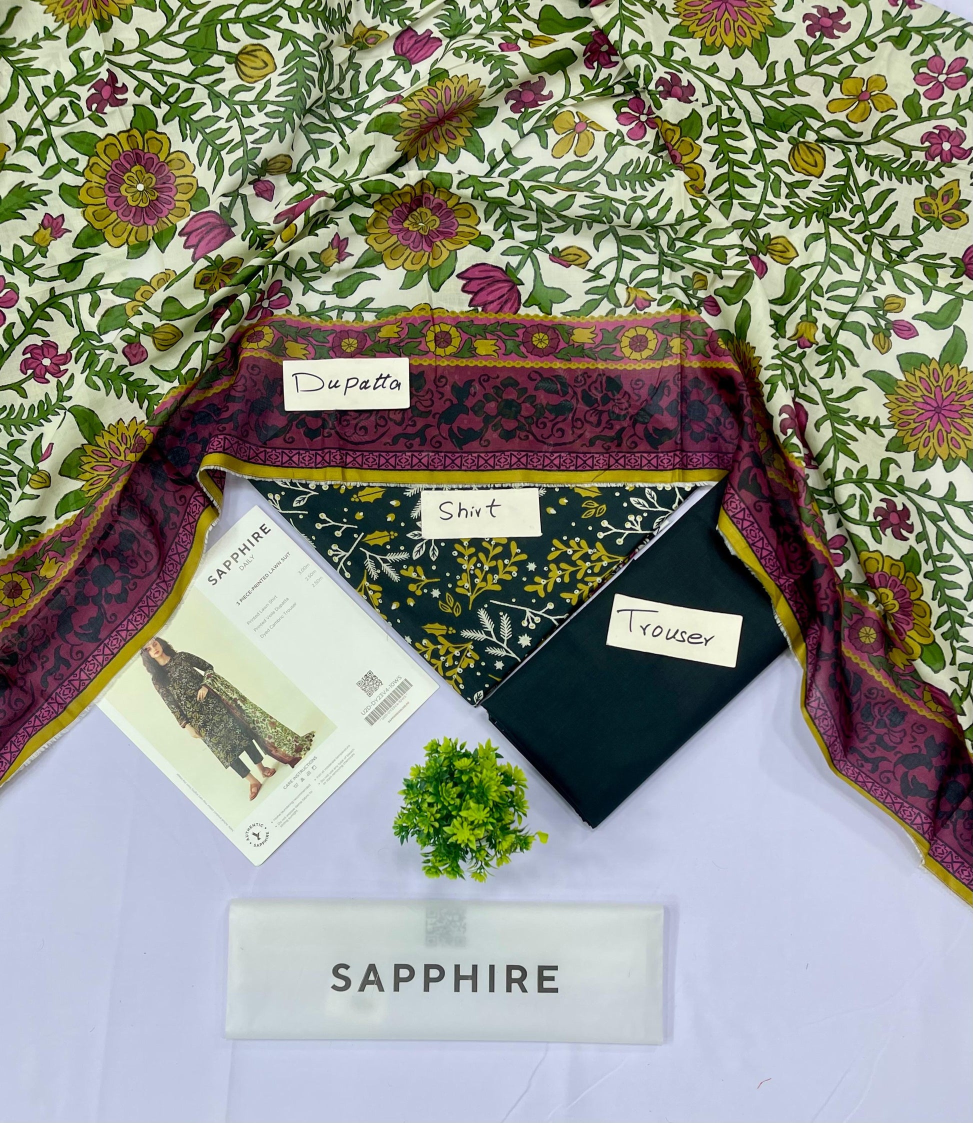 Sapphire 3 Piece Printed Lawn (Set -Pack Of 5 Suits )Category A Market Boy
