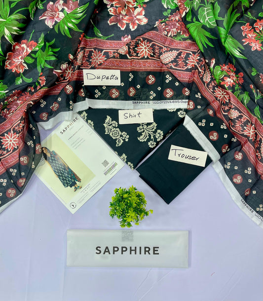 Sapphire 3 Piece Printed Lawn (Set -Pack Of 5 Suits )Category B Market Boy
